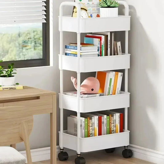 Storage Rack Trolley Multi-functional Mobile Multi-layer Household Snack Storage Rack with Wheel for Living Room Kitchen Bedroom