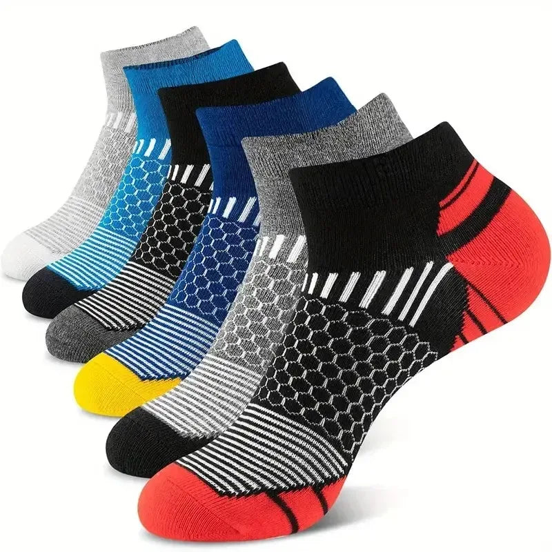 6 Paar kurze Sportsocken für Herren, für alle Jahreszeiten, zum Laufen, atmungsaktiv, lässig, weich, bequem, Polyester