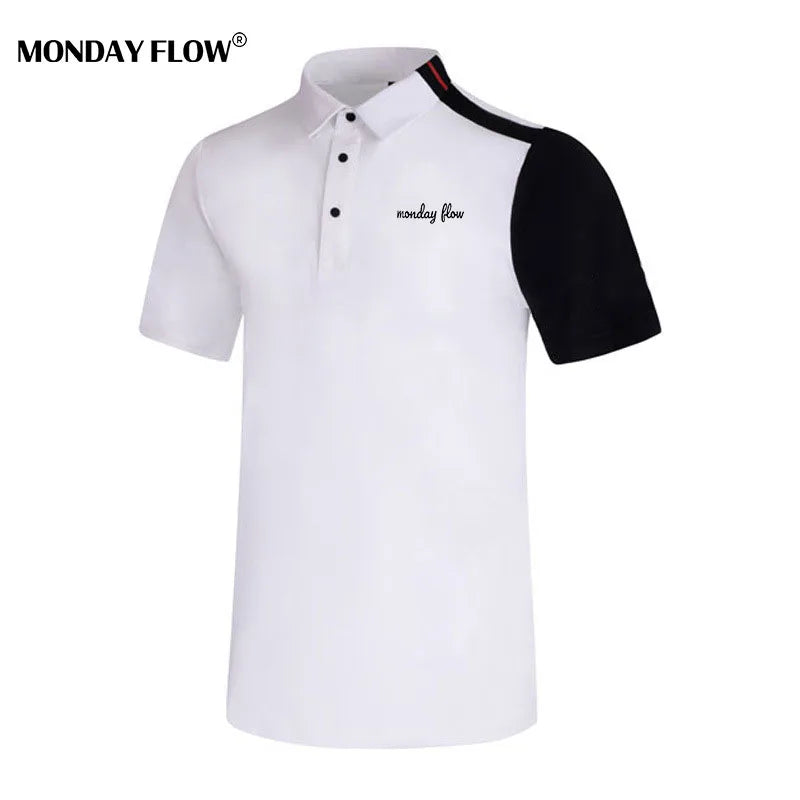 Monday Flow Summer Golf Wear Men's Short Sleeve Outdoor Sports Quick Drying Clothes Breathable Sweat Wicking T-Shirt Golf Shirts