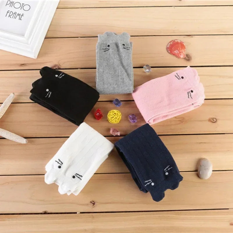 Baby Boys Girls Sports Knee High Long Socks Cartoon Cat Kids Stockings Cotton Children School Uniform Socks Clothing Accessories