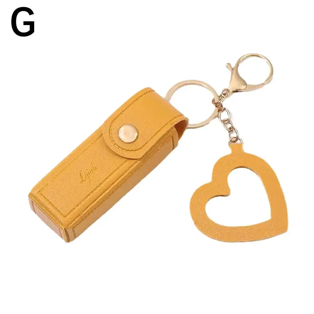 Portable Lipstick Organizer Keychain With Mirror, Glitter Lipstick Bags PU Mini Lip Gloss Bag Lipstick Holder For Women Gir E2J1