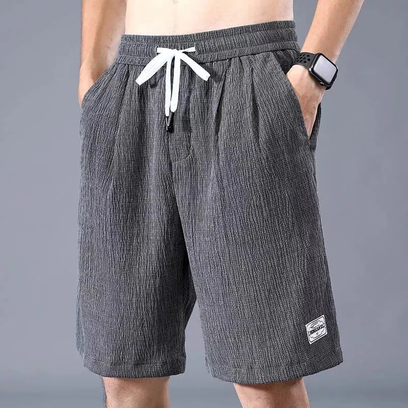 Lce Seidenshorts für Herren, dünne Sporthose, kurze Hose, lockeres gerades Bein, cool, atmungsaktiv, neuer Modetrend, lässig, XL-XXXL 