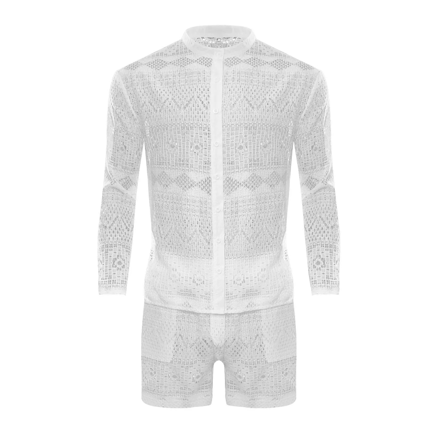 Men's Beach Wear Mesh Sets Spring Summer Sports Polo Shirts & Pants Tracksuits Breathable Casual Jogging Suits Holiday Clothes mon