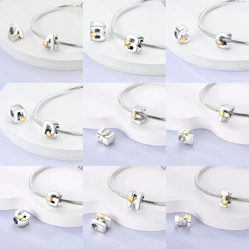 Fit Pandora 925 Original Bracelets Love 26 English Letters Series Silvering Charms Beads For DIY Birthday Jewelry Making