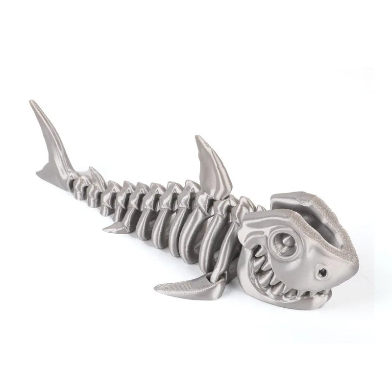 3D Printed Bony Shark Model Toys Animals Figurines Multi-Jointed Fishbowl Setting Decorative Desktop Ornament Kids Novelty Gifts