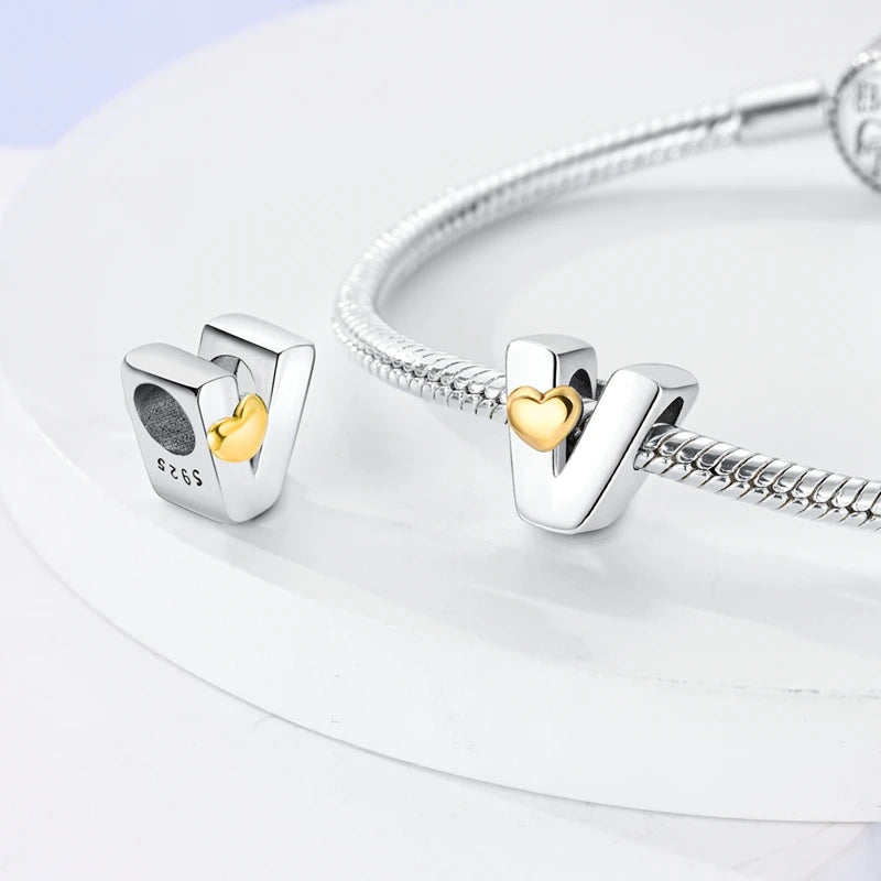 Fit Pandora 925 Original Bracelets Love 26 English Letters Series Silvering Charms Beads For DIY Birthday Jewelry Making