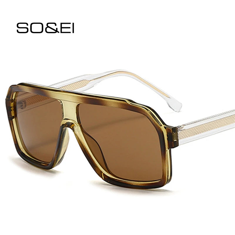 SO&EI Retro Men Pilot Sunglasses Fashion Gradient Women Luxury Shades UV400 Outdoor Driving Square Sun Glasses