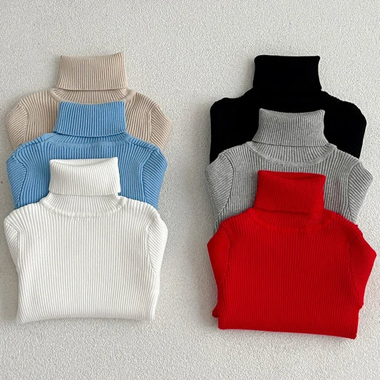 Baby Turtleneck Knitted Sweaters Girls Winter Clothes Children Boys Pullover Toddler Knit Sweate Cotton Baby Pullover Clothes