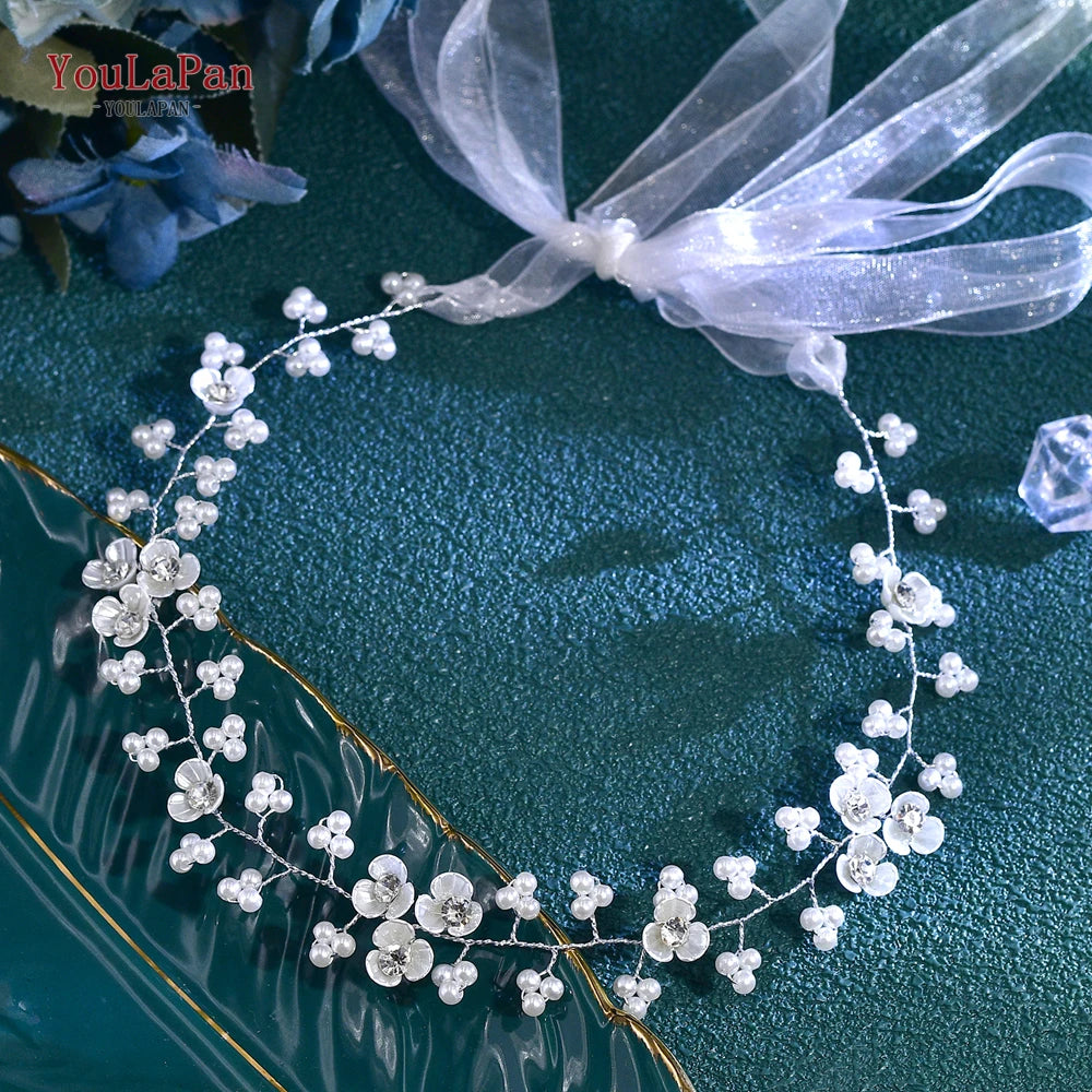YouLaPan Bridal Wedding Headbands Handmade Tiaras Elegant Beaded Flower Hairband Headpeice Hair Accessories For Women Girl HP761