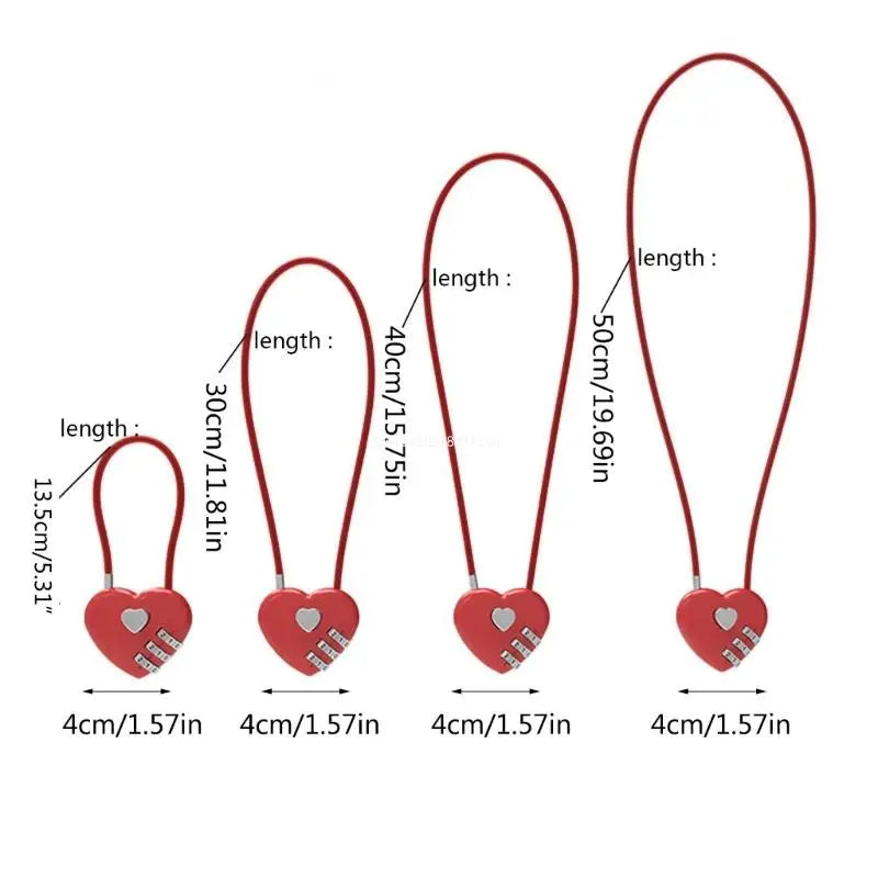 Solid Wish-Lock Heart Padlock for Lovers Wedding Padlock Long Wire Rope-Lock Anniversary Valentines Day Gift Dropship