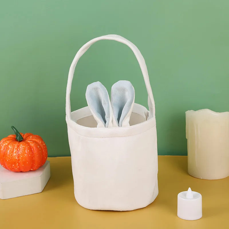 1pc Easter Egg Basket Cartoon Rabbit Ears Handbag Non-woven Fabric Candy Gift Packaging Bag For Easter Party Decoration Supplies