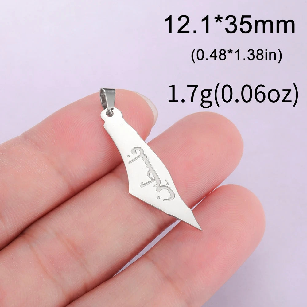 LIKGREAT Dropshipping 1pcs Palestine Map Pendant Necklace Bracelet Earrings Jewelry Making DIY Stainless Steel Accessories Charm