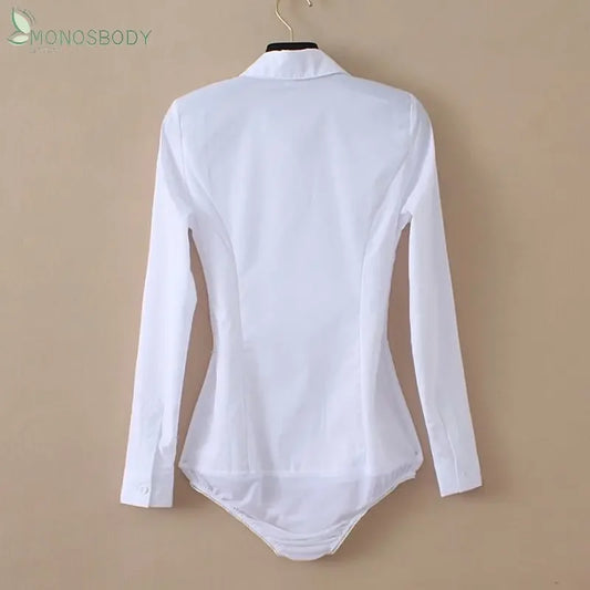 Fashion  clothes White Body Shirts Women Business Work Wear Bodysuits Female Rompers Office Lady Blouses and Tops Elegant Monos Mujer