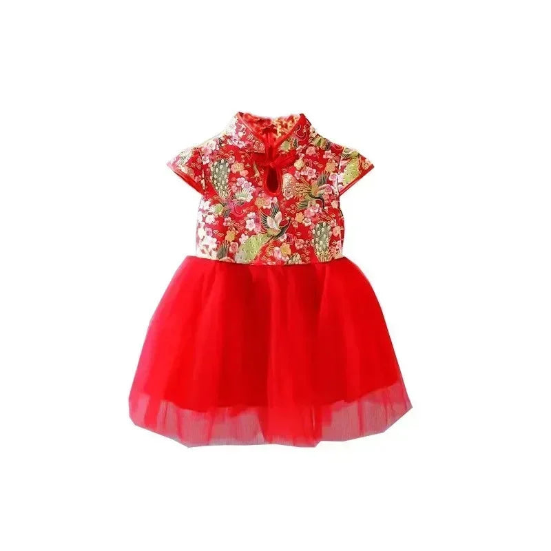 Fashion Red Girl Dress Summer Performance