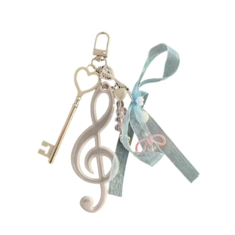 Resin Bowknot Note Keychain Creative Key Ornament Bag Pendant Suitable for Youthful Adults and Music Enthusiasts Present