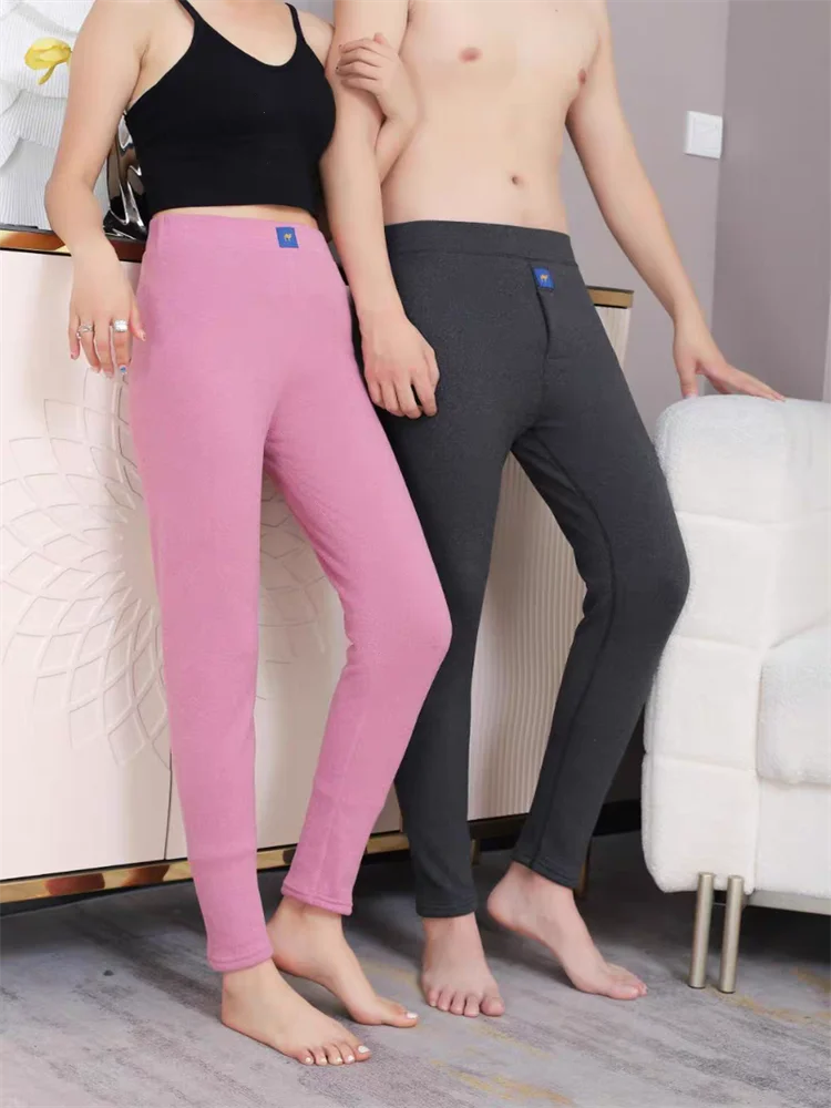 Hinzugefügt Fleece verdickte Kamelwolle Hose 2024 Herbst Winter Herren Damen Thermohose Hohe Elastizität Wärmeformende Hose Damen
