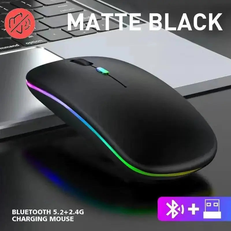 Kabellose Maus, Gaming-Maus mit Hintergrundbeleuchtung, USB-kompatible, wiederaufladbare RGB-Mäuse, geräuschlose, ergonomische Gaming-Maus mit Hintergrundbeleuchtung für Laptop-PC 