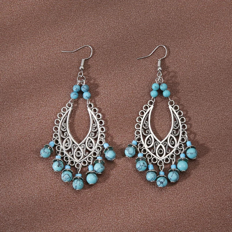 Ethnic Style Forehead Ornaments Sets Eyebrow Pendant Necklace Retro Exotic Earring Jewelry Accessories For Women