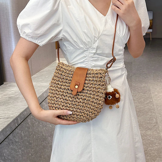 Small new purses summer beach bags for women corssbody bags female straw bag brand designer travel handbags handmade rattan bag