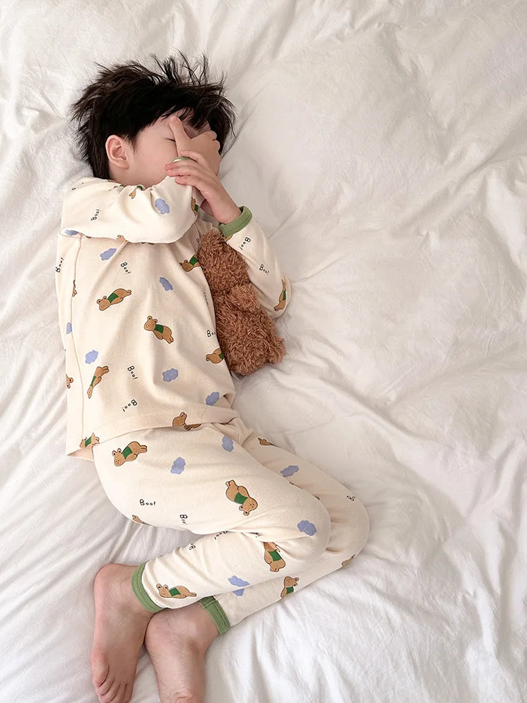 Children's Class A autumn and winter pajamas, boys and girls' wool stretcher home clothing, baby, small and large children's car