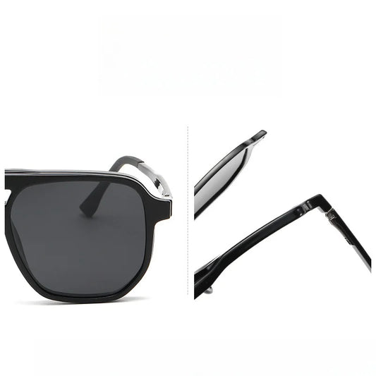 Ultra-light Double-beam Men's Glasses Frame 3-in-1 Magnetic Polarized Sunglasses Fashion Optical Prescription Frames 8616