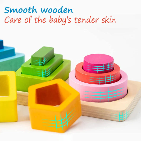 Montessori Wood Toys for Kids Wooden Sorting Stacking Toys for Baby Toddlers Educational Shape Color Sorter Preschool Kids Gifts