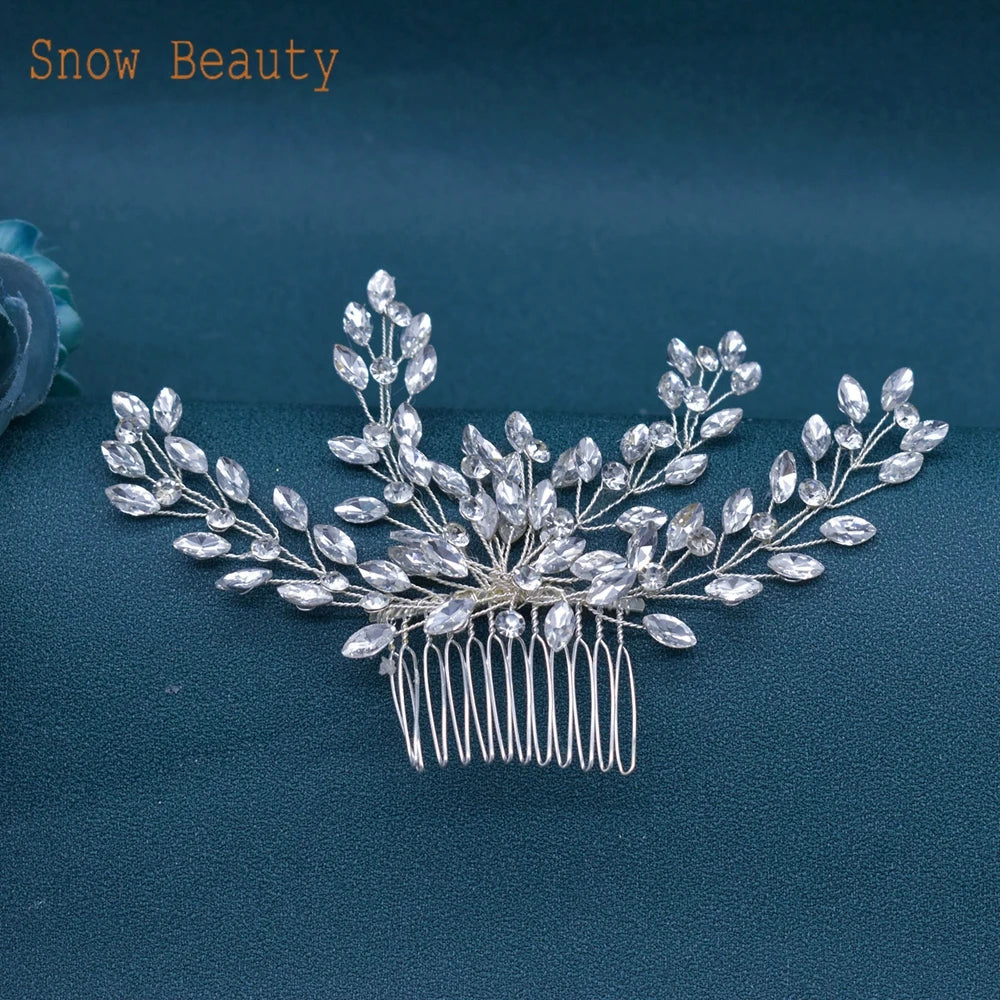 A487 Crystal Wedding Head piece Hair Comb Headband Bridal Hairpins Bridal Hair Jewelry Hairbands Party Accessories Gift Headwear