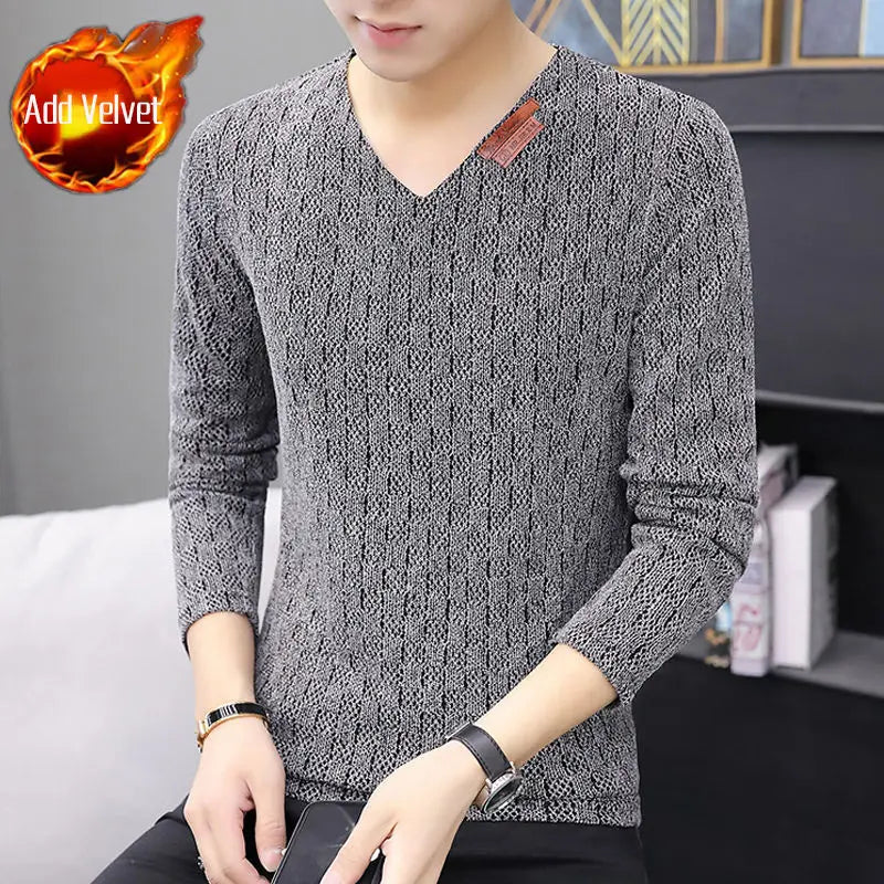 Knit Sweater Male No Hoodie Men's Clothing Red Pullovers Icon V Neck Sale Classic Street Elegant Pull Oversize Korean Fashion A