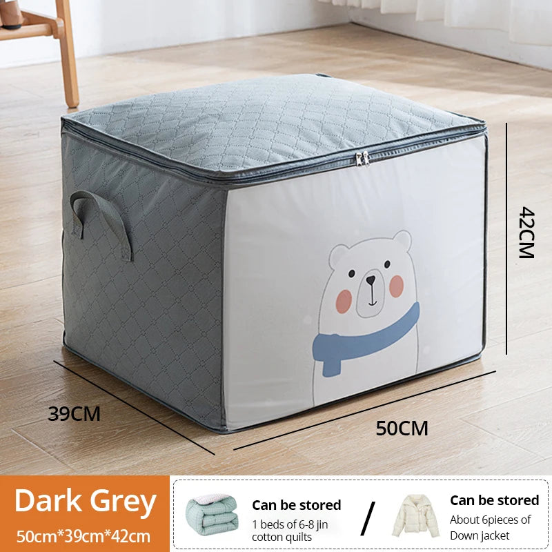 1 Stück Aufbewahrungstasche für Kleidung mit großer Kapazität und verstärktem Griff für Decken und Bettwäsche, faltbar, mit Reißverschluss 