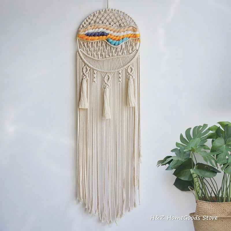 Bohemian Decor Macrame Wall Hanging Boho Tapestry Dreamcatcher  Woven Tapestries Home Decoration Apartmeng Bedroom Living Room