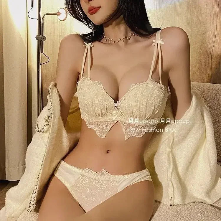 Push-up Gather Lace Bra Double U-shaped Soft Support Structure  Underwear Comfort Simple Bra Pride Bras