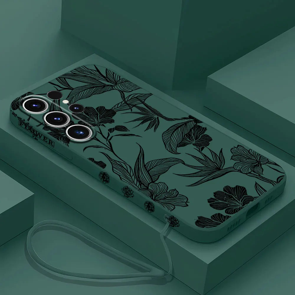 Flower Line Art Phone Case for Samsung Galaxy S22 S21 Plus S24 Ultra S20 FE S23 Ultra 5G S23 5G S22 Soft Silicone Cover