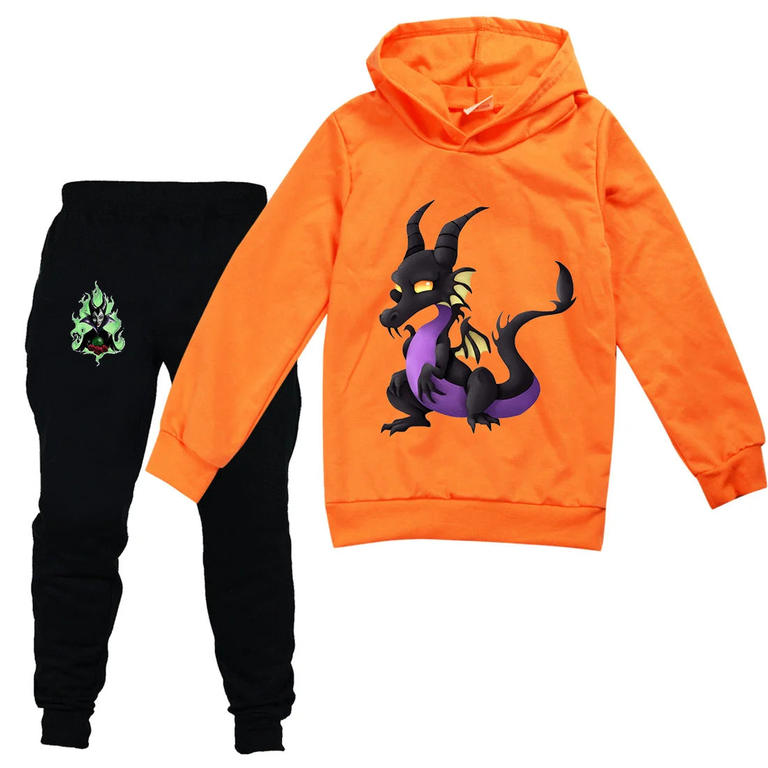 Maleficent Kids Sportswear Suits Girls Boys Casual Thin Hoodie Black Pants Teen Chilren Outerwear Clothing Sets