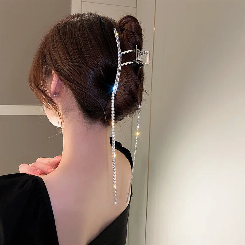 Fashion Luxury Shining Zircon Tassel Hair Clip Hairpin 2022 Trend Korean Metal Hair Claws for Women Girls Party Hair Accessories