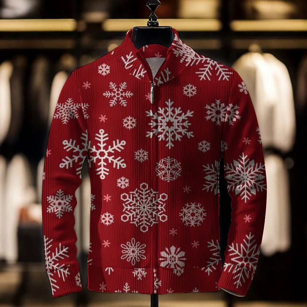 2024 Men’s Casual Christmas 3D Print Sweater Cardigan Loose Outerwear Coat, Winter Men’s Fashion Jacket, Casual Men’s Clothing