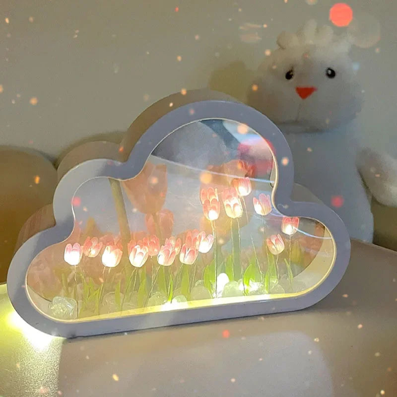 Creative Tulip Cloud Nightlight Decoration Desktop Ornament With Advanced Atmosphere Birthday Gift Valentine S Day Gift