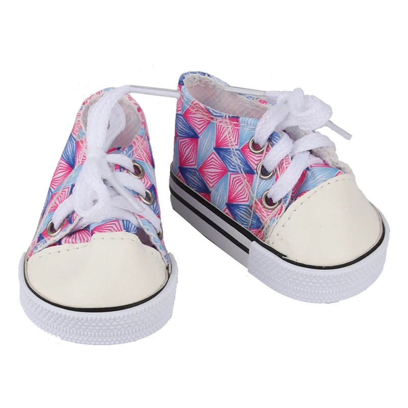 Canvas Cloth 7cm Shoes For 18 Inch American And 43cm New Born Baby Doll Shoes Clothes Accessories For Our generation Girl Dolls