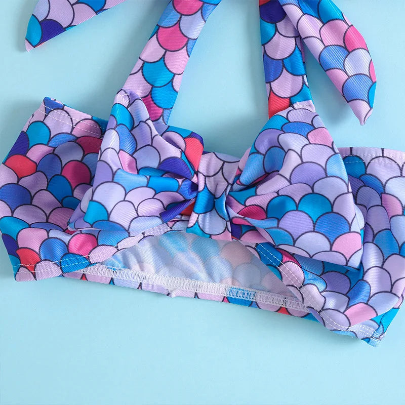 New Fashion Cute Kid Bikini Set Sweet Girl Two Pieces Swimwear Stylish Halter Print Swimsuit Child Summer Beachwear Bathingsuit