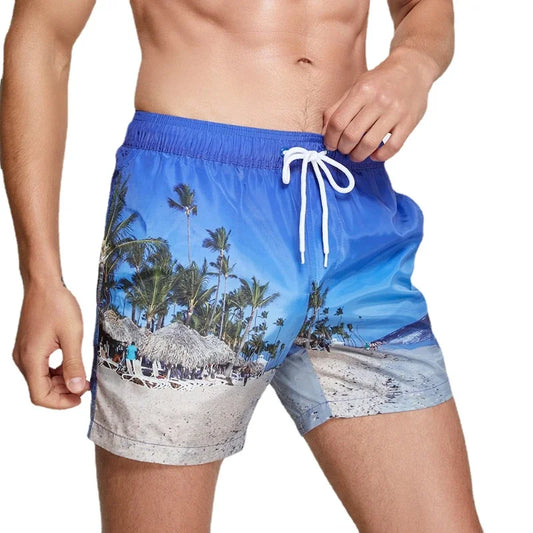 Seobean Swimsuit Man Short Swim Shorts Lined Men's Swimming Trunk Fast Dry Men Beach Board Surf Shorts Bath Suit sport Wear