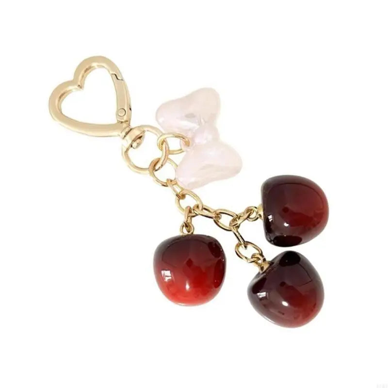 E0BE Unique Cherry Keychain Bag Charm Keyrings Accessory For Handbags And Wallets