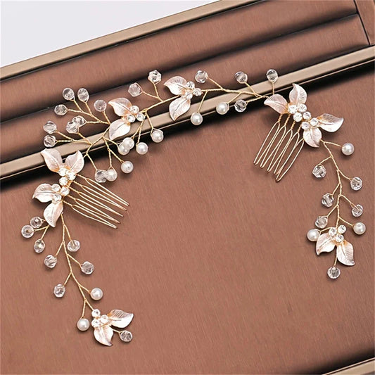 Women Flower Comb Headwear Wedding Hair Accessories Fashion Shaped  Bride Insert Hair Clip Jewelry Fashion Headwears