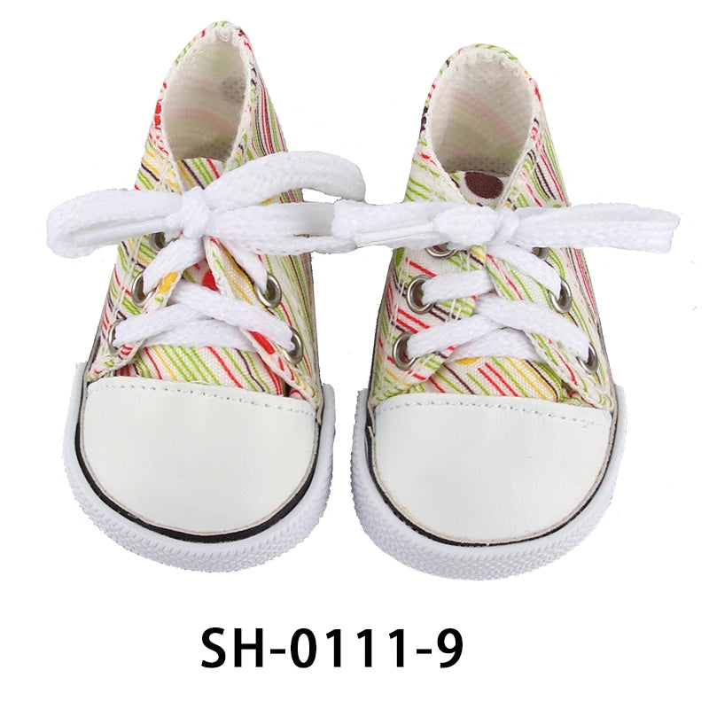 Canvas Cloth 7cm Shoes For 18 Inch American And 43cm New Born Baby Doll Shoes Clothes Accessories For Our generation Girl Dolls