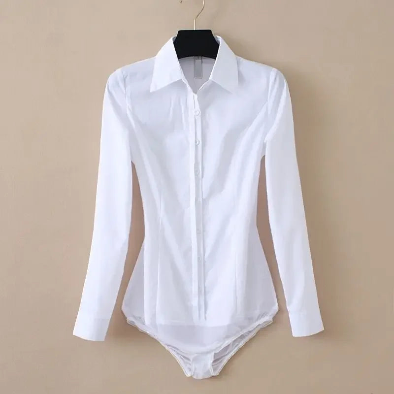 Fashion  clothes White Body Shirts Women Business Work Wear Bodysuits Female Rompers Office Lady Blouses and Tops Elegant Monos Mujer