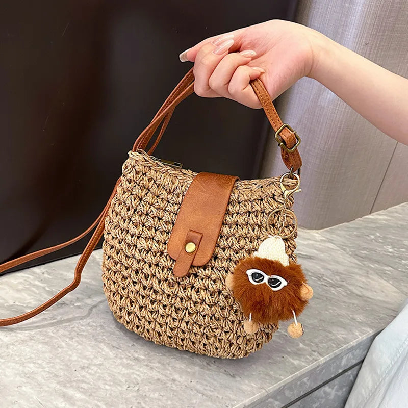 Small new purses summer beach bags for women corssbody bags female straw bag brand designer travel handbags handmade rattan bag