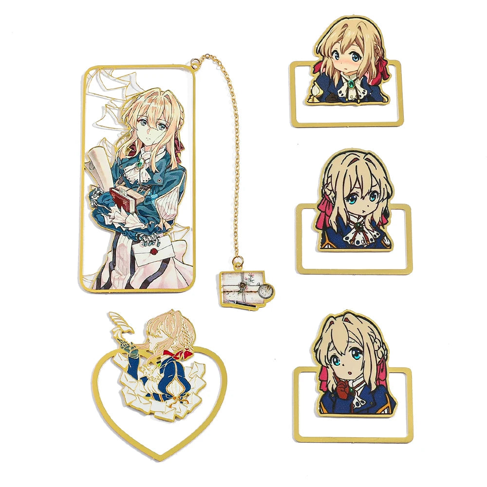Anime Violet Evergarden Bookmark Exquisite Page Mark Tool Read Learn Stationery Book Supplies for Anime Fans Students Teachers