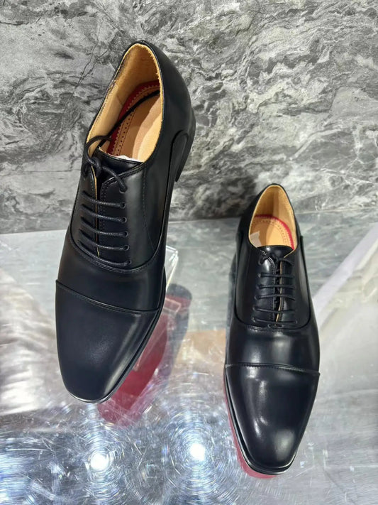Classic Red Leather Men's Shoes Spring Casual Versatile Zapatos Mujer Business British Fashion Snerker Lace Up Leather Shoes