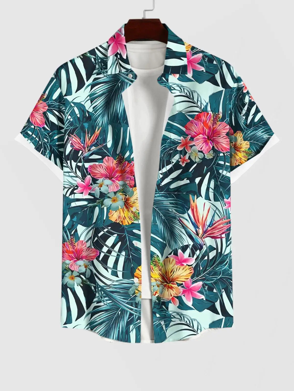 Matching Set Couples Clothes Hawaiian Casual Vacation Outfits, V Neck Women Cami Dress 3D Graphic Print Buttons Shirt For Men