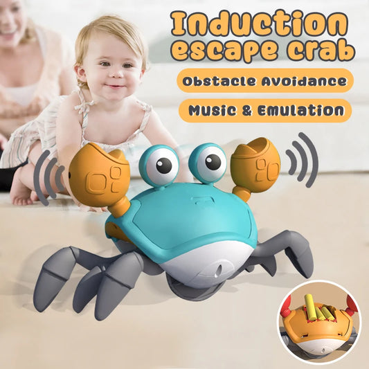 Dancing Crab Toy for Babies Crawling Interactive Escape Crabs Cute Sensing Crab Automatically Avoid Obstacles Toys Birthday Gift