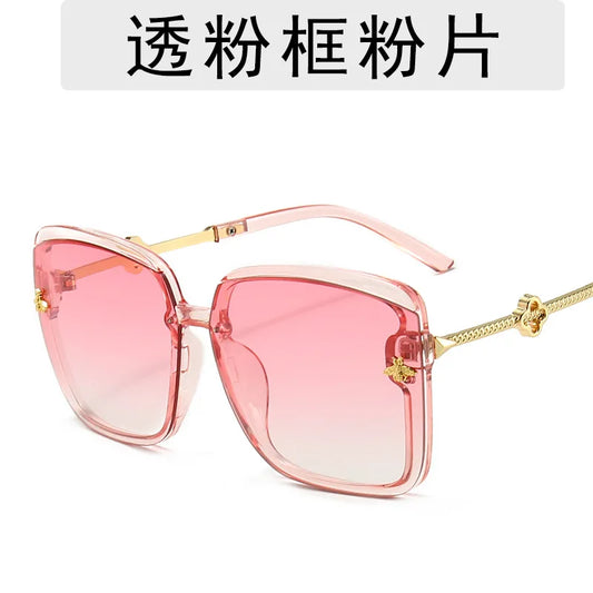 New Fashion Large Frame Sunglasses Ladies Bee Gradient Color Sunglasses