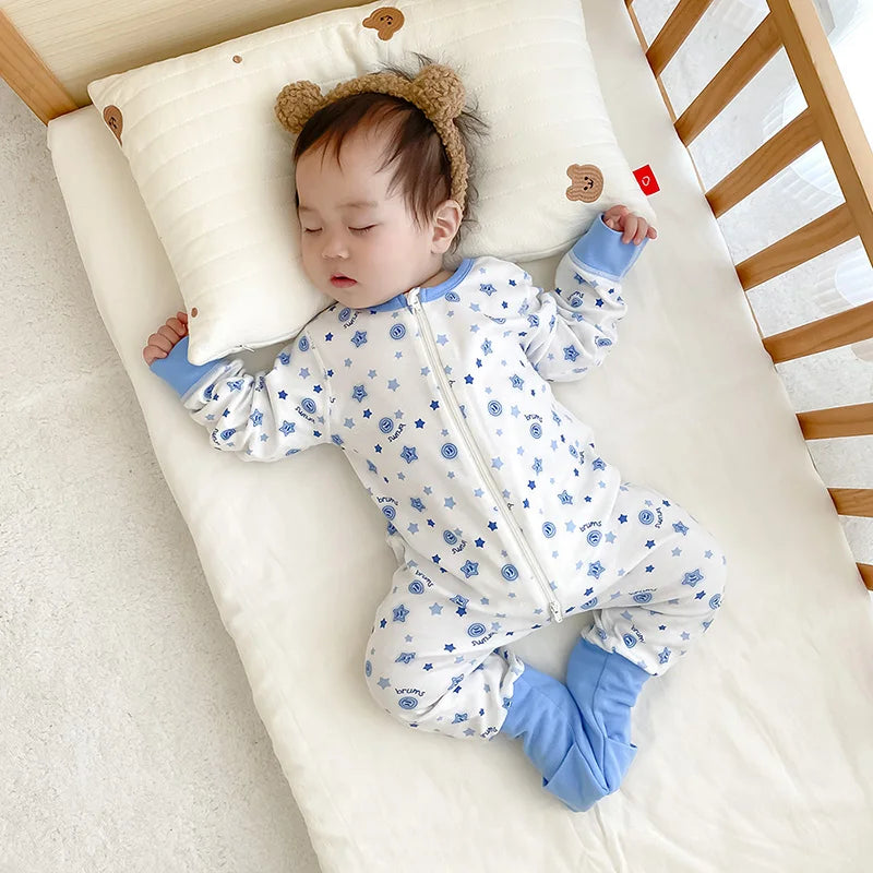 2T-5T Toddlers Baby Footed Cotton Pajamas Long Sleeve Zipper Sleep Sack Feet Kids Nightgowns  Sleeping bag Onesie Play Coveralls